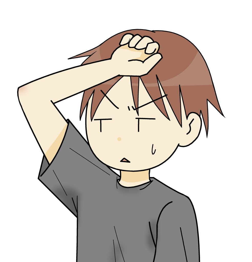 汗をかいている男性の画像