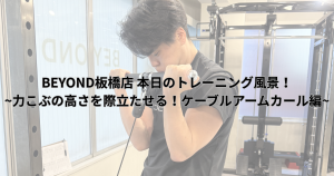 お客様がケーブルアームカールで腕のトレーニングをしている画像