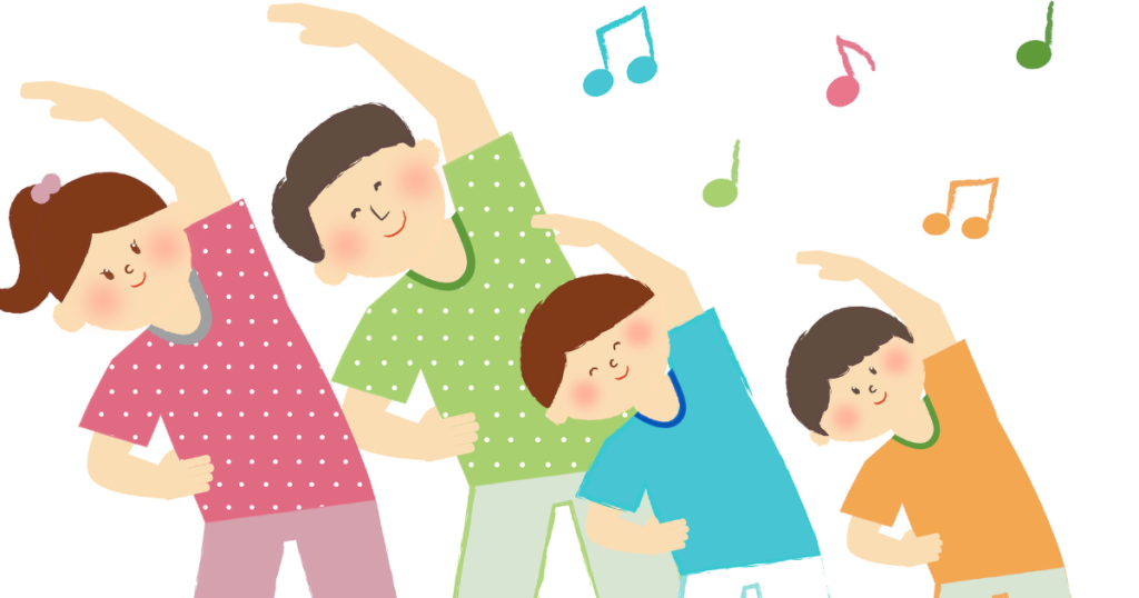 家族みんなで運動している